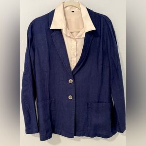 Coldwater Creek Dark Blue Blazer with Cream Accents